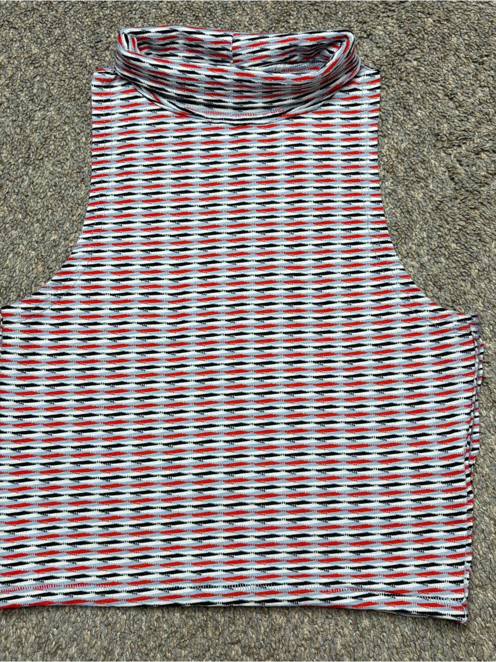 Free People Red White Black Graphic Turtleneck sleeveless top shirt size XS
